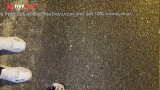 hot HANDJOB with FABRIC GLOVES  CUM on the ASPHALT-9