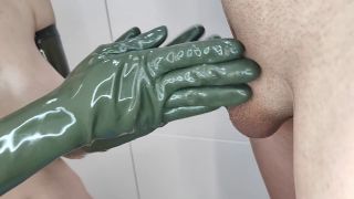 Lube Handjob With Long Latex Gloves-7