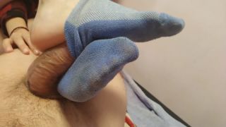 Footjobsockjob from a Sexy College Girl  Cum inside Sock -6