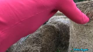 Roll in the Hay with Hot Brunette public Alicia Wild-5