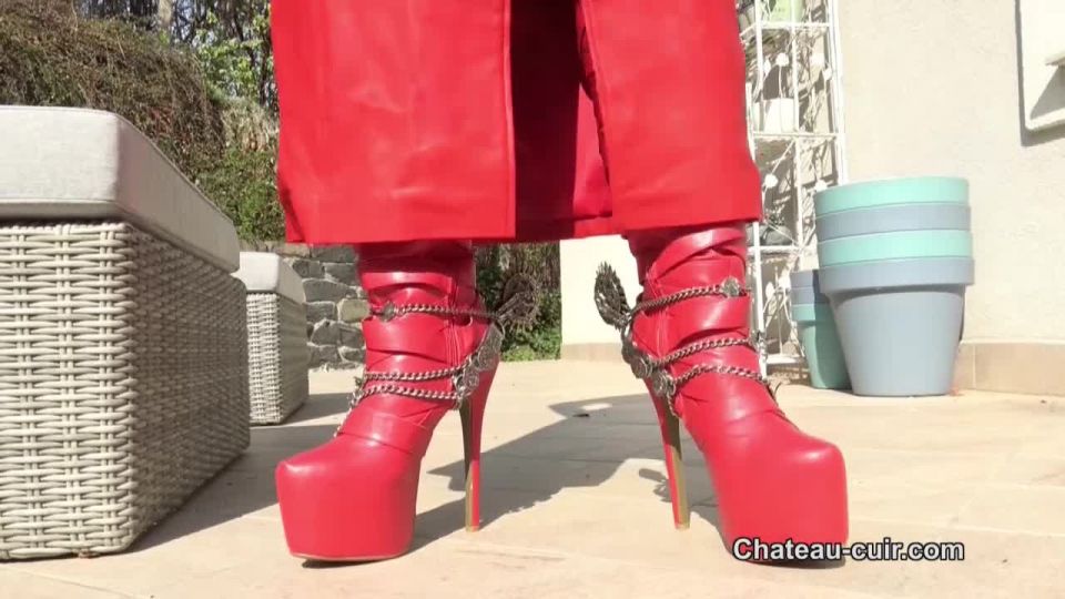 porn clip 41 Chateau-Cuir - Red leather coat JOI - domination - femdom porn femdom family