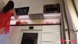 Hot sexy redhead college girl with her long legs and cotton panties in the kitchen bored and ignored-2