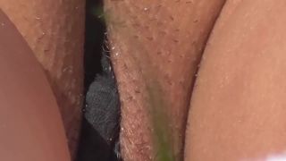 Hairy pussy slip out of thong during suntanning-7