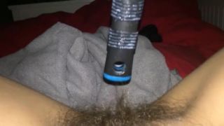 Very hairy pussy teen masturbating with hairbrush on cam-3