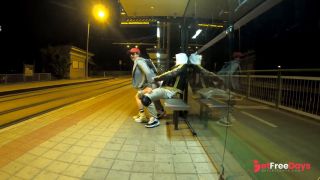 Quick risky sex at bus-stop with squirt orgasm and cum in mouth Dada Deville-7