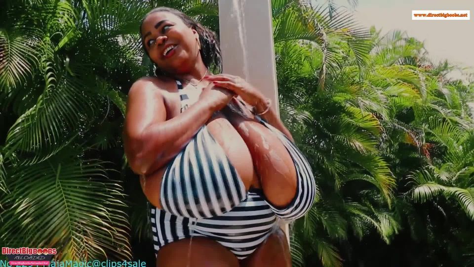 Miosotis Claribel Big Boobs in a striped Black and White Bathsuit May 2021 1080P - Natural