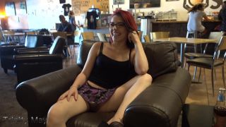 TrinityMay33 aka Trinity May in glass dildo public flashing coffee shop on teen -0