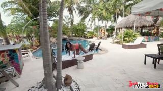 BANGBROS - Busty Ebony Mystique Caresses Her Enhanced Tits By The Pool While Her Stepson Is Watching-2