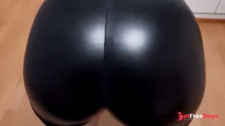 [GetFreeDays.com] Ass job in shiny leather shorts with a messy cumshot on big booty Porn Leak October 2022-0