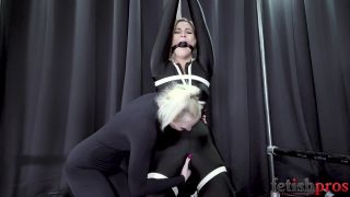 Red August Bondage Orgasms in Black Catsuit Tickling!-2