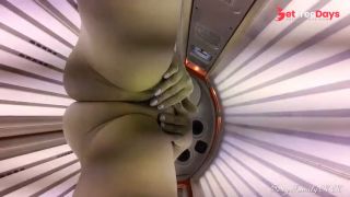 Masturbating my pussy to orgasm in a PUBLIC SOLARIUM. Wet pussy of slender MILF with BIG TITS-5