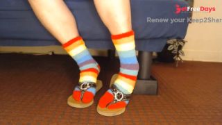 [GetFreeDays.com] Fuzzy Rainbow Socks Guess Leather Flip Flops Porn Clip May 2023-8