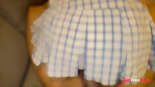 18 yo horny school girl in mini skirt, humping, grinding, clothed sex, cumshot, handjob.-7
