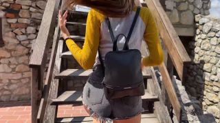 Real Public Tits Flashing Leads To Risky Blowjob In An Old Church 1080p-4