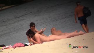 xxx clip 35 Exhibitionist Wife Teasing Nude Plage Voyeurs Next To Hubby! 3 on webcam -7