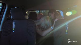 free adult clip 26 Back Seat Threesome, hot lesbians strapon hardcore fucking on webcam on threesome -2