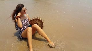 Dream4AngelUp Dress NO PANTIES at Public Beach # Public Flashing-8