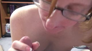 Realsexpass.com- Thin redhead in glasses sucking on cock-5