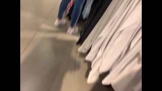 Hot store clerk girl's crotch is squished in tight jeans-9