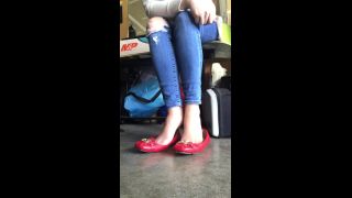 Apantyhoseobsessions - shoe play lovers this one for you min of shoe play in these red mk flats wearing she 09-11-2018-6