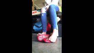 Apantyhoseobsessions - shoe play lovers this one for you min of shoe play in these red mk flats wearing she 09-11-2018-7