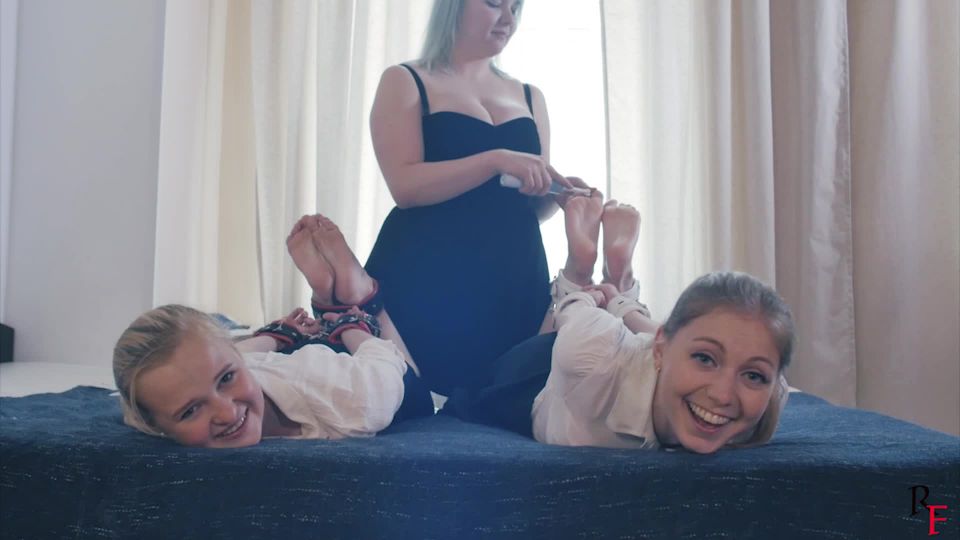 RussianFetish - Miss fatty vs two girls included ticklish Dunya in 3 positions Tickling!