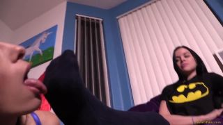 Lesbian Foot Worship – Miss Tiffany – Lesbian Sock Slave Eva, yuri femdom on lesbian Foot!-5