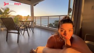 [GetFreeDays.com] Hot Brunette sucks dick at Sunset on a Balcony Porn Leak March 2023-0