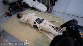 online adult video 49 big feet fetish Hinako Bondage Clinic – Taped Down to the Bed in a Latex Cat Suit and Canvas Straitjacket, bdsm on bdsm porn-0