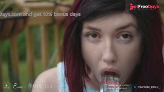 The Prettiest Blowjob Redhead Eyefucks and Sucks Glass Outdoors-6