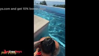 POV outdoor Public BJ at infinity pool THROATPIE-8