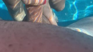 Almost got Caught Giving a Handjob and Cumshot Underwater in Public Po ...-9