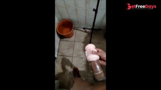 Masturbating my huge cock with a toy - look if it was your mouth-7