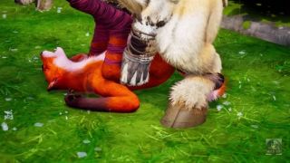 Monster Cock Minotaur fuck furry Foxy Girl and Tiger Girl in the rain - romantic fun-0