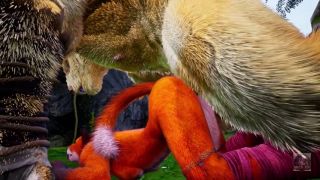 Monster Cock Minotaur fuck furry Foxy Girl and Tiger Girl in the rain - romantic fun-3