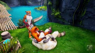 Monster Cock Minotaur fuck furry Foxy Girl and Tiger Girl in the rain - romantic fun-5
