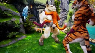 Monster Cock Minotaur fuck furry Foxy Girl and Tiger Girl in the rain - romantic fun-8