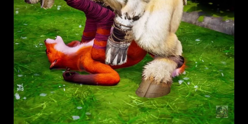 Monster Cock Minotaur fuck furry Foxy Girl and Tiger Girl in the rain - romantic fun