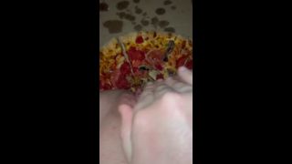 Arabian SnowWhite - PIZZA-CUM ON FOOD-KINKY FETISH FEMALE MASTURBATION-BEST TEEN AMATEUR-ARABIAN SNOWWHITE-LOS ANGELES G-2