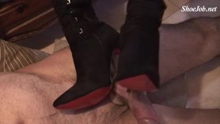 Fucking Red Soles Black Suede Boots – Sinner Fetish Store Pantyhose!-5