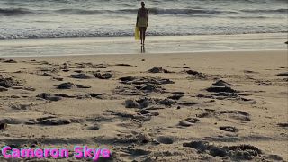 M@nyV1ds - Cameron Skye - Big Boob Milf Flashing on the Beach-9