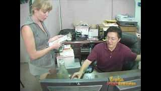 EROTIC FEMALE DOMINATION - Sexy blonde workplace inspector busts an employee's.-7