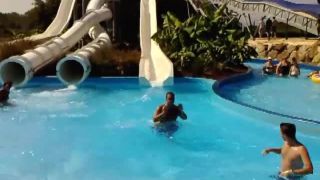 Boob out after the  waterslide-0