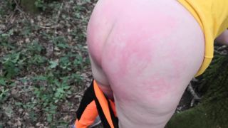 Ass spanking leaning on a tree BDSM!-7