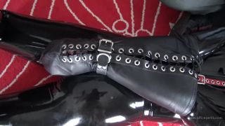 adult video clip 44 Leather Hogtied in a Latex Catsuit, dirty fetish on bdsm porn -6