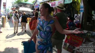 Nude Girls With Only Body Paint Out In Public On The Streets Of Fantasy Fest 2018 Key West Florida BBW!-0