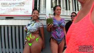 Nude Girls With Only Body Paint Out In Public On The Streets Of Fantasy Fest 2018 Key West Florida BBW!-2