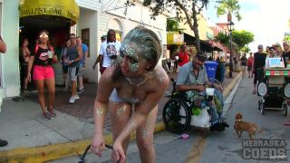 Nude Girls With Only Body Paint Out In Public On The Streets Of Fantasy Fest 2018 Key West Florida BBW!-6