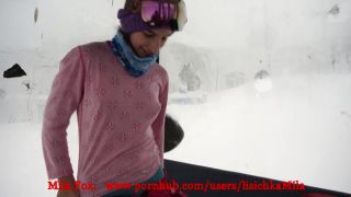 [Amateur] Public Anal sex in ski lift. Ass creampie!-9