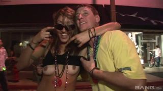 Amateur party girls show off their tits in public in real-life striptease Public-0